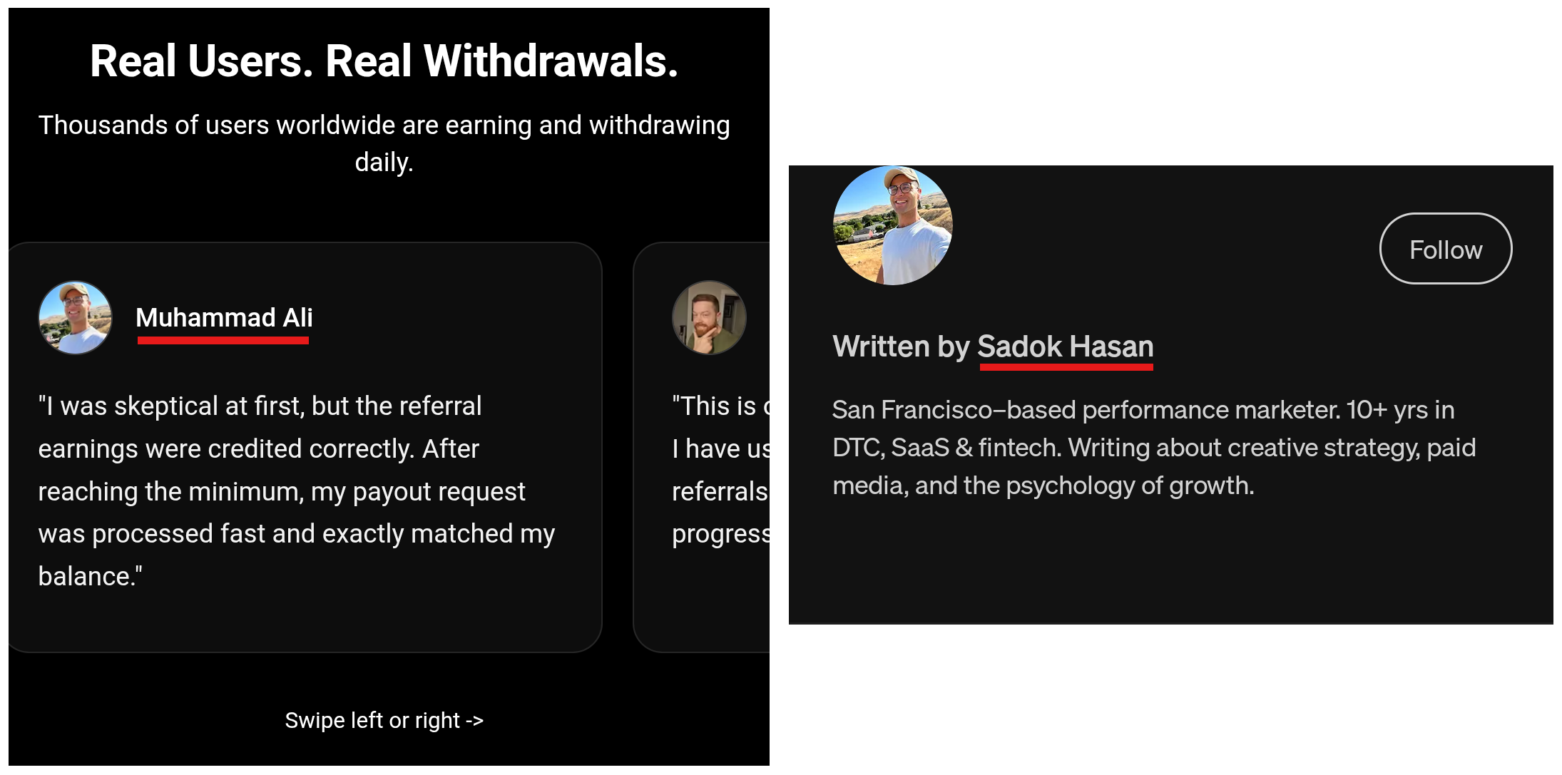 Real user name used in the testimonial