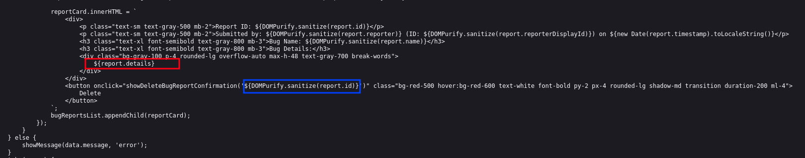 script screenshot showing the vuln