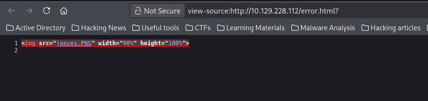 Error page source code
