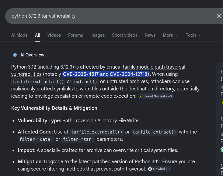 AI overview of CVE-2025-4517